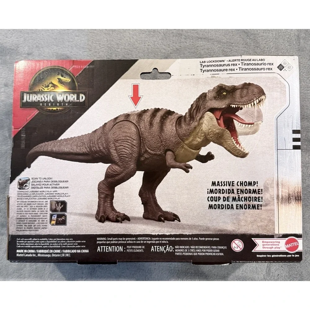 Jurassic World Rebirth Tyrannosaurus Rex Action Figure, Dinosaur Toy T-Rex Chomp